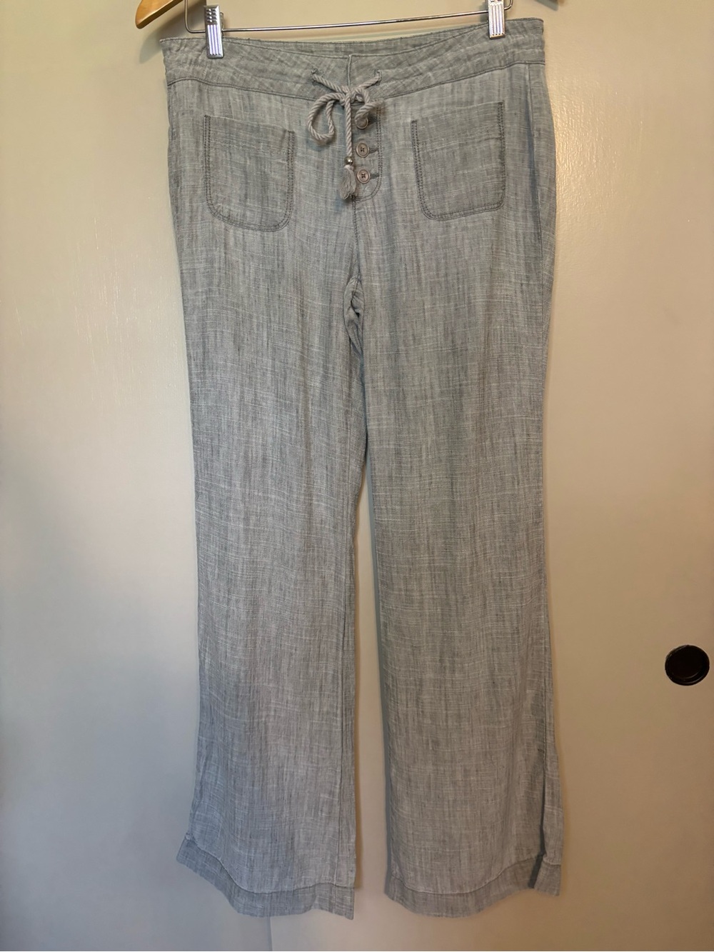 Level 99 Light Gray Wide Leg Linen-Blend Pants size 27